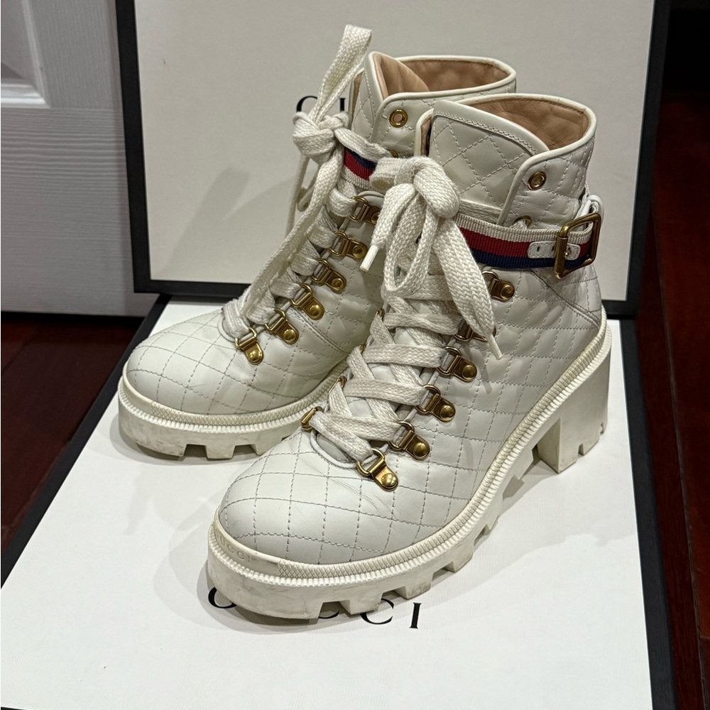 Gucci Sylvie leather lace-up boots